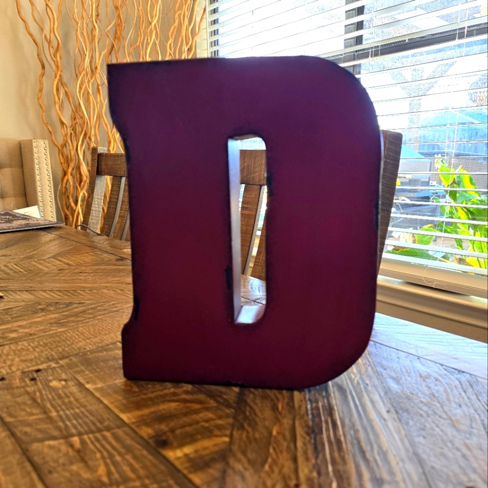 Red Rustic Letter "D" Wall Hanger or Shelf Decor